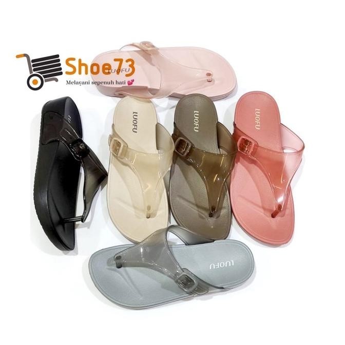 Luofu E 7154 T-Bw. Size 36-40 L Sandal Jepit Jelly Transparan Wanita
