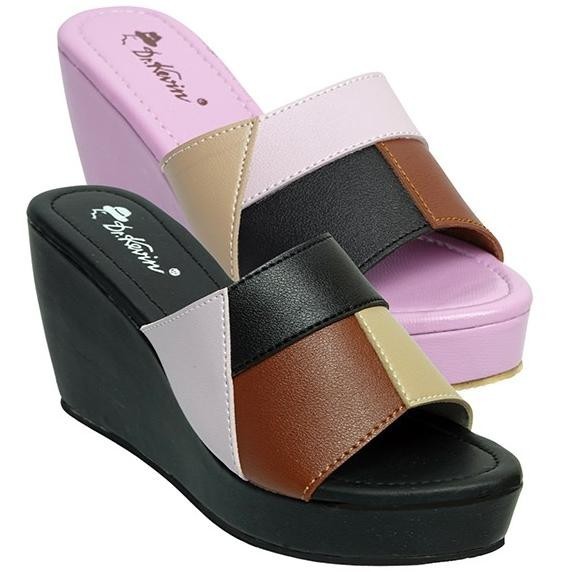 Dr. Kevin Sandal Wanita Wedges Selop High Heel Hak Rata 571-095
