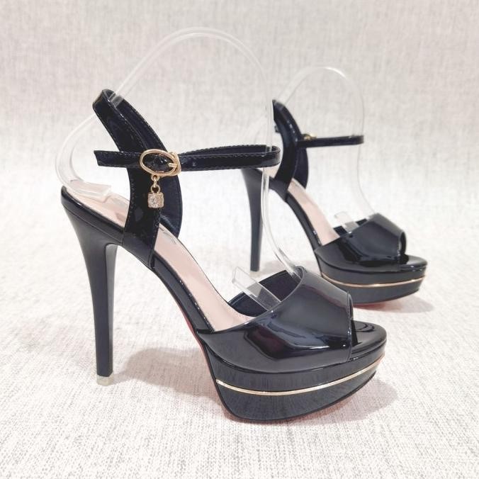 Ykshoes 1668 Heels 13Cm Strappy Heels Black Beige Gold Hak Tali Import