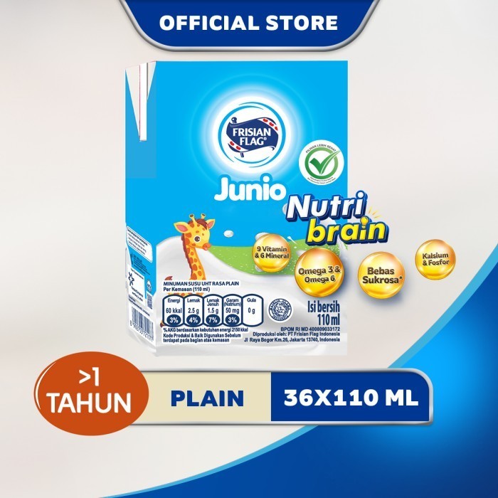 Frisian Flag Junio Susu Uht Plain 110Ml [36 Pcs]