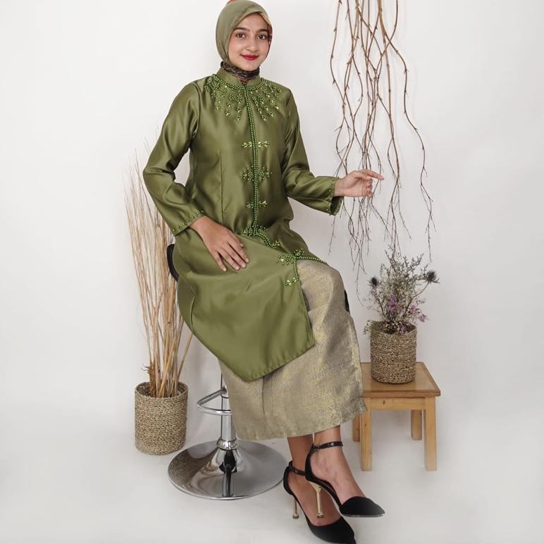 (Ghazza Kebaya) Set Kebaya Kurung Modern Tafeta - Kebaya Payet - Atasan Kebaya Melayu - Kebaya Kurun