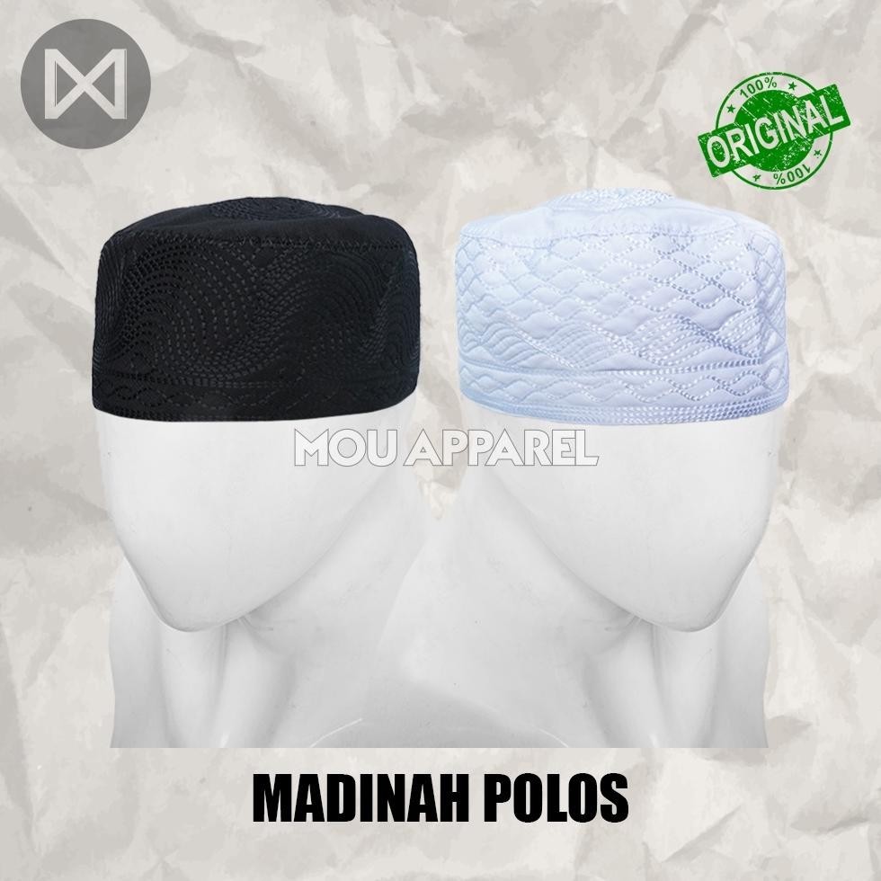 Peci Haji Khas Madinah Saudi Kopiah Santri Al Madina Pria Dewasa Anak Laki Polos Hitam Putih Kopyah 