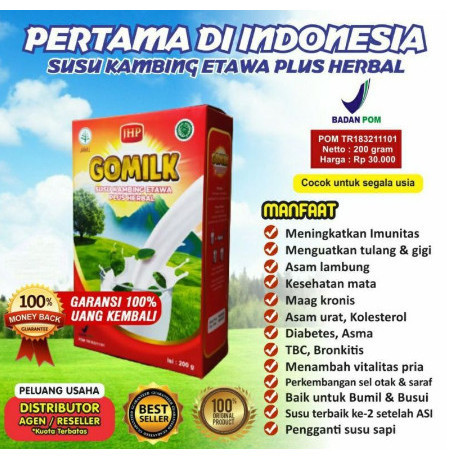 

Paket 10 Box Gomilk Susu Kambing Etawa Plus Herbal Atasi Nyeri Sendi