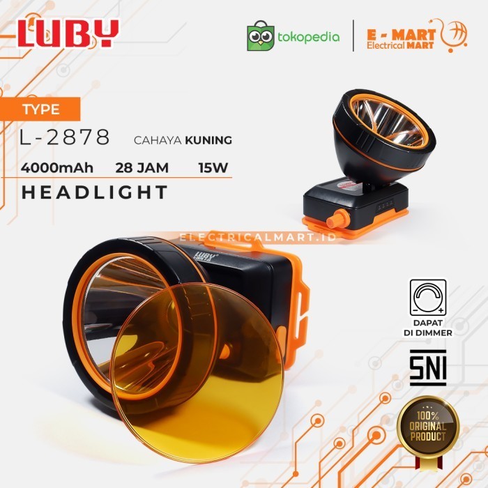 Senter Kepala LUBY L-2878 15W KuningHeadLamp Luby Charge 15 watt