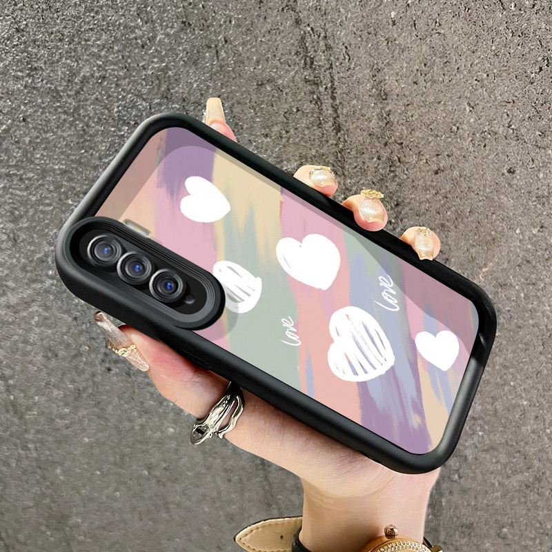 Casing Hp OPPO A91 OPPO F15 OPPO Reno 3 Case Warna hati merah muda dan ungu lucu Casing HP lembut ga