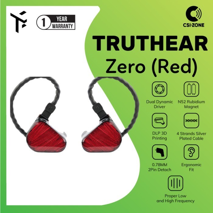 Truthear X Crinacle Zero: Red Dual Dynamic Driver In Ear Earphone