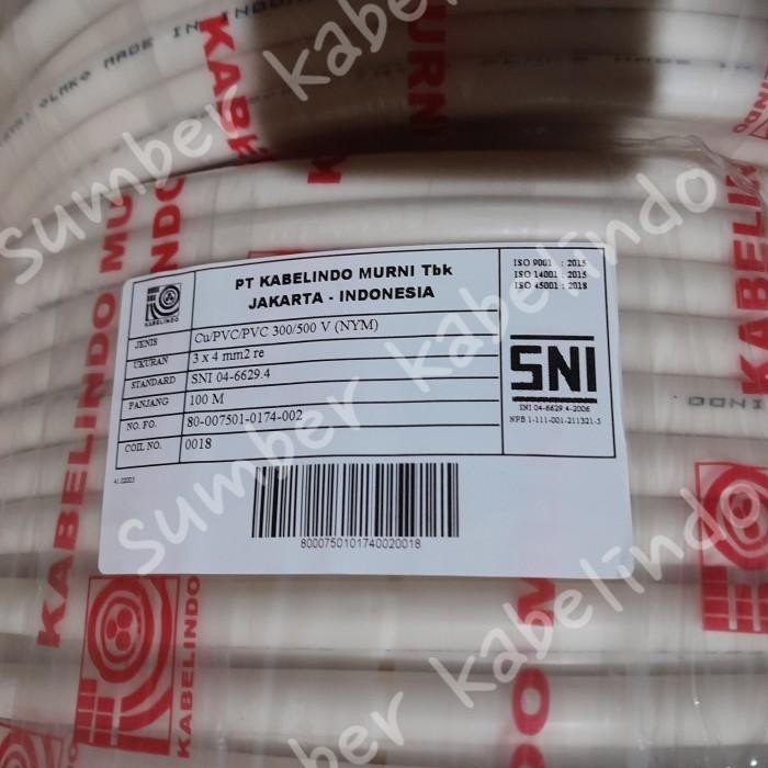 Nym 3X4 Mm Kabelindo/ Kabel Kawat 3 X 4 Mm/ Kabel Listrik Tembaga Sni