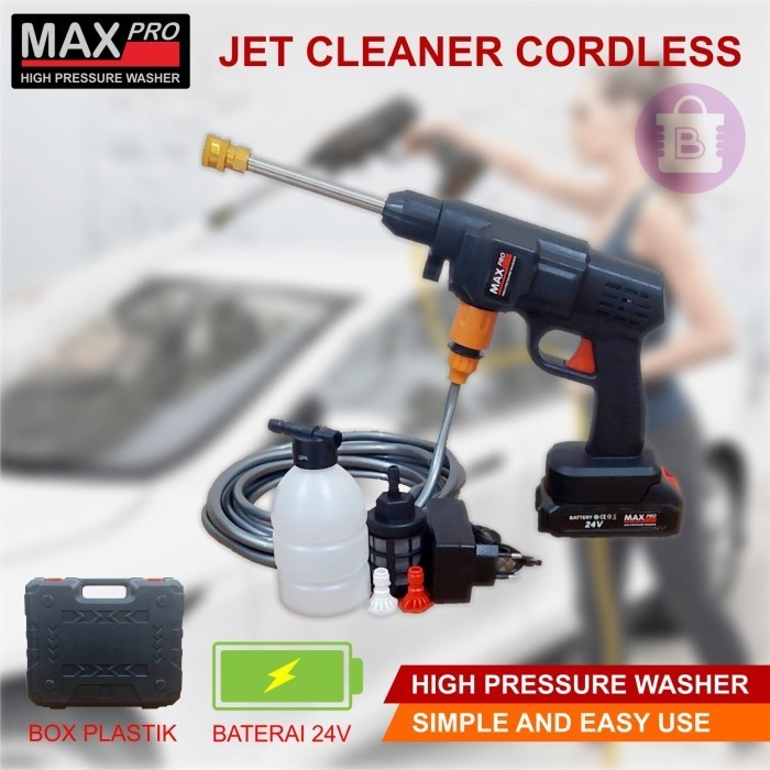Jet er Cordless Semprotan Air Cuci Mobil / Motor / AC