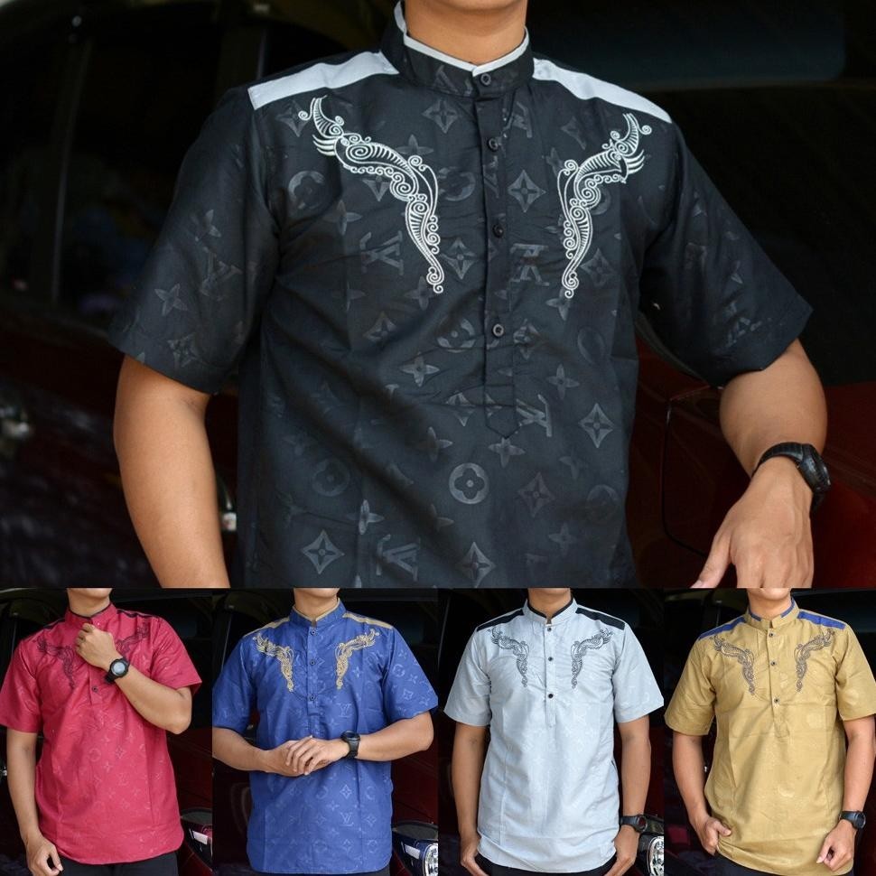 Baru Grosir Trolis Size M Baju Koko Pria Ori Itfash Kurta Bordir Lengan Pendek Krkz Taqwa Halkrkz Wa