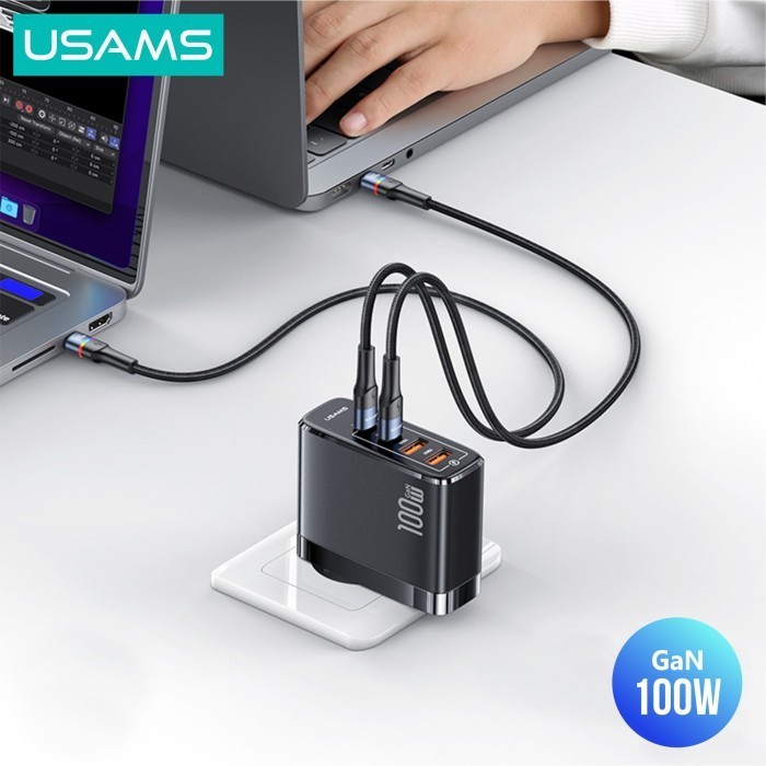 Usams T44 Adapter Fast Charger Gan 100W 4 Ports 2A+2C