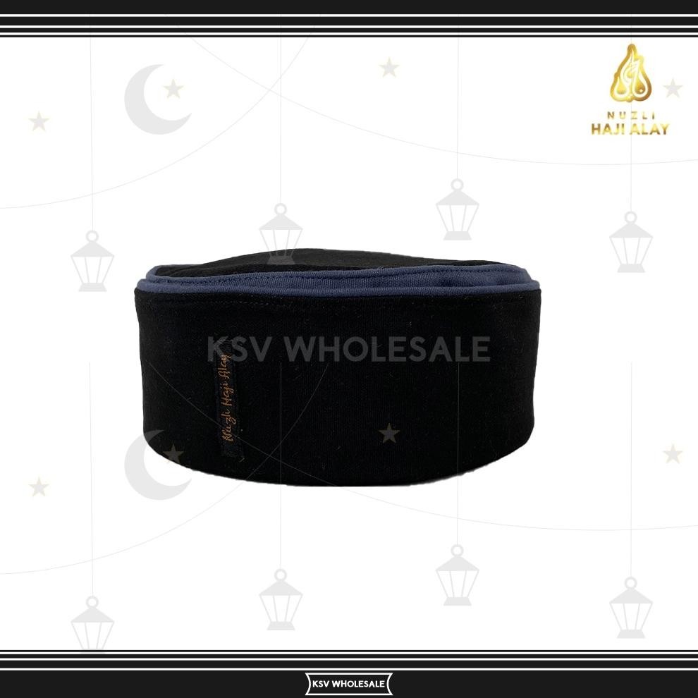 Cod Peci Lipat Khas Mesir Premium Haji Alay Kopiah Pria Biru Putih Hitam Kopyah Bulat Sholat Habasya