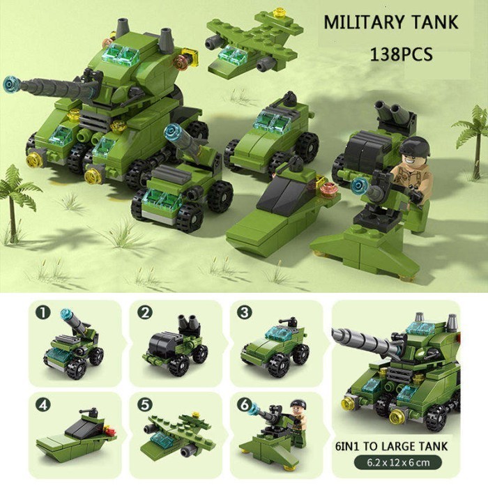 TERBARU Lego Brick Mainan Balok Susun Land Tank 6 in 1 LEGO 138 Bricks