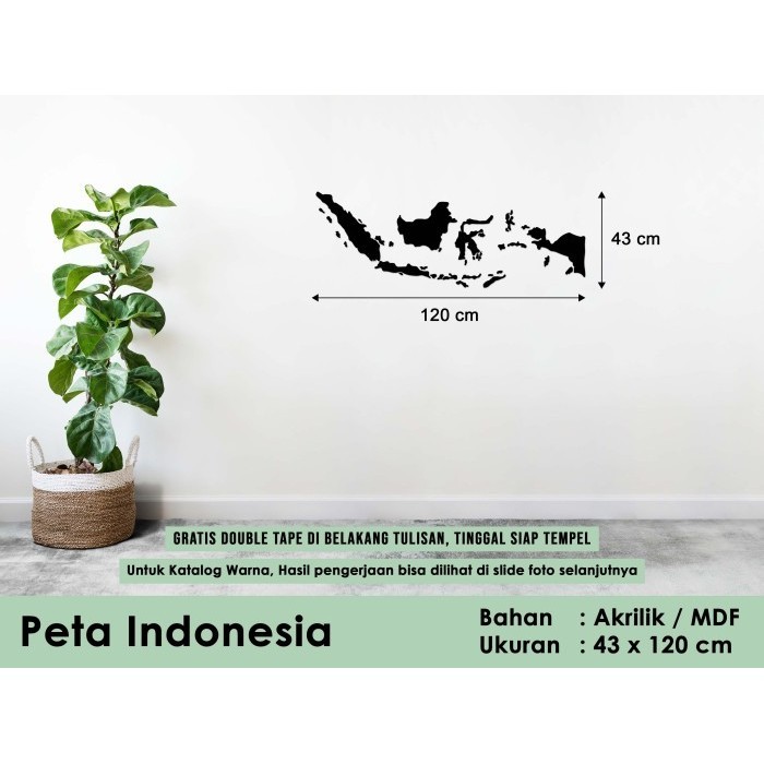Peta Indonesia - Lebar 120 Cm - Akrilik / Mdf
