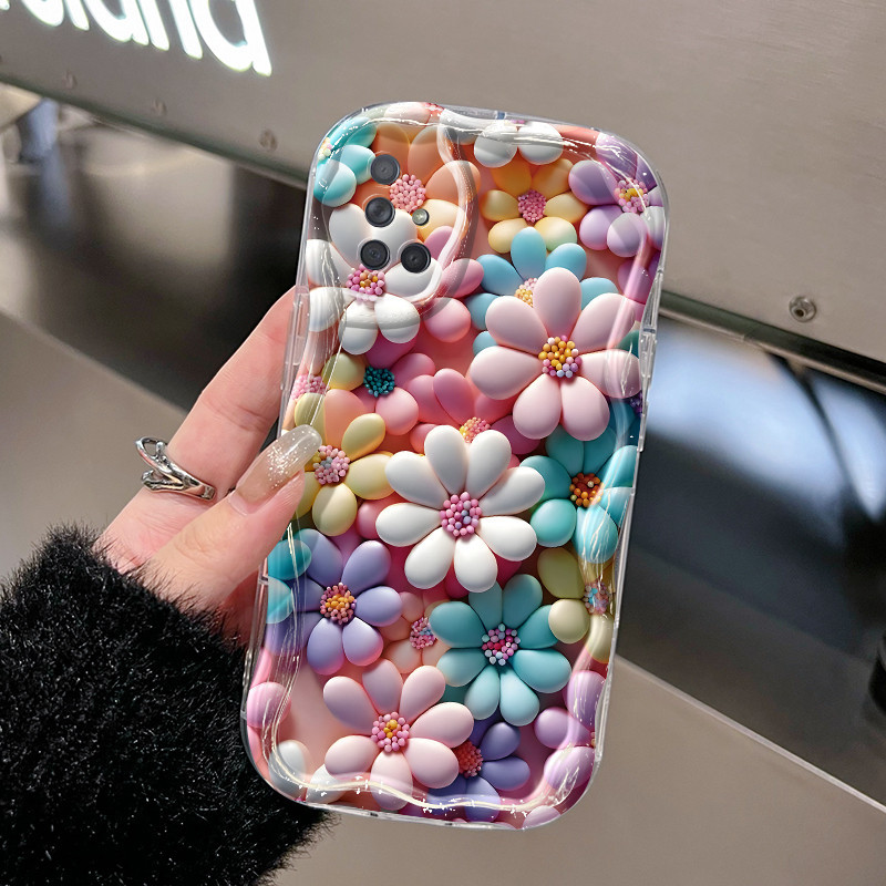 Casing Hp Samsung Galaxy A71 A72 4G A72 5G Case hp 3D ponsel pola bunga Casing lembut gel silika Sof