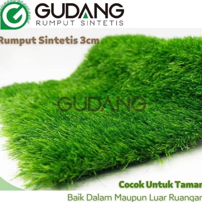 Rumput Sintetis 3Cm Rumput Palsu, 1Roll 2 Meter X 25 Meter