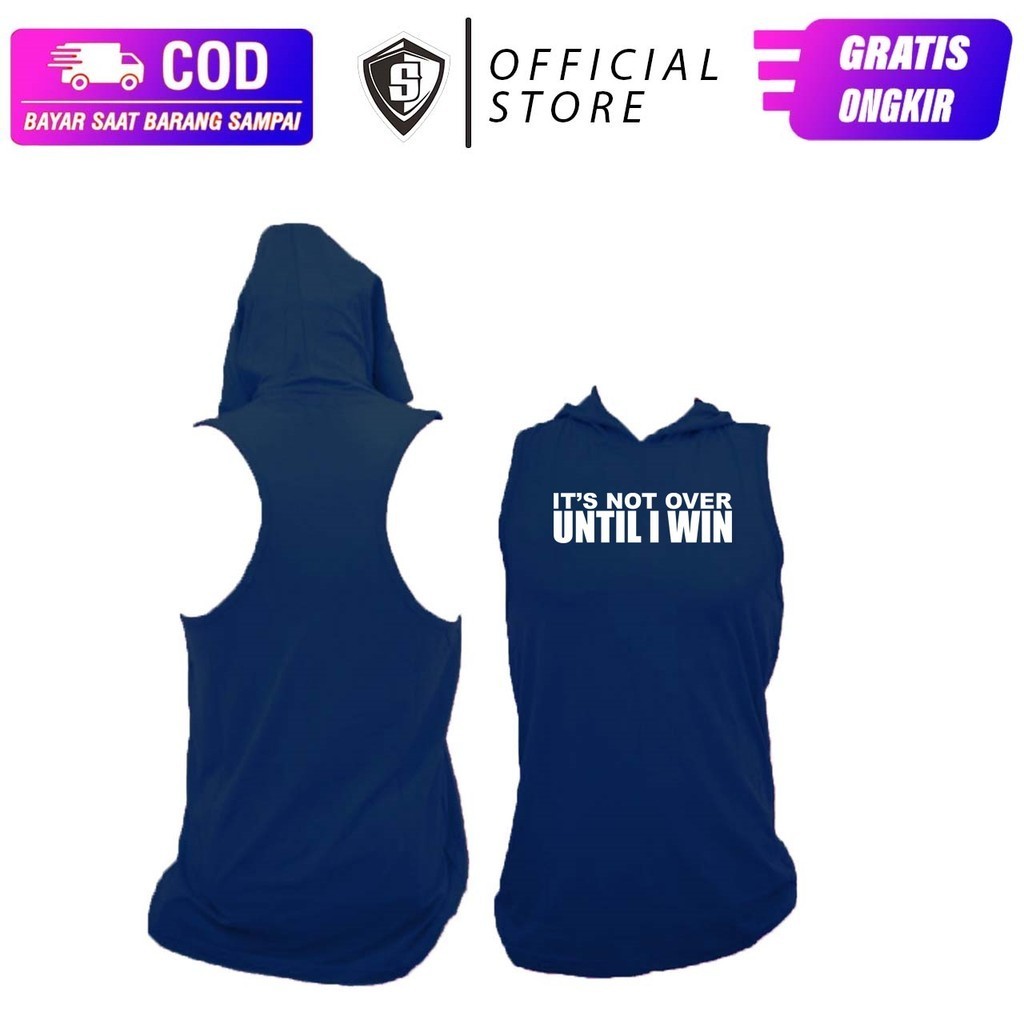Baju Singlet Hoodie Fitness Gym Pria Gym Motivation Its not over Elastis