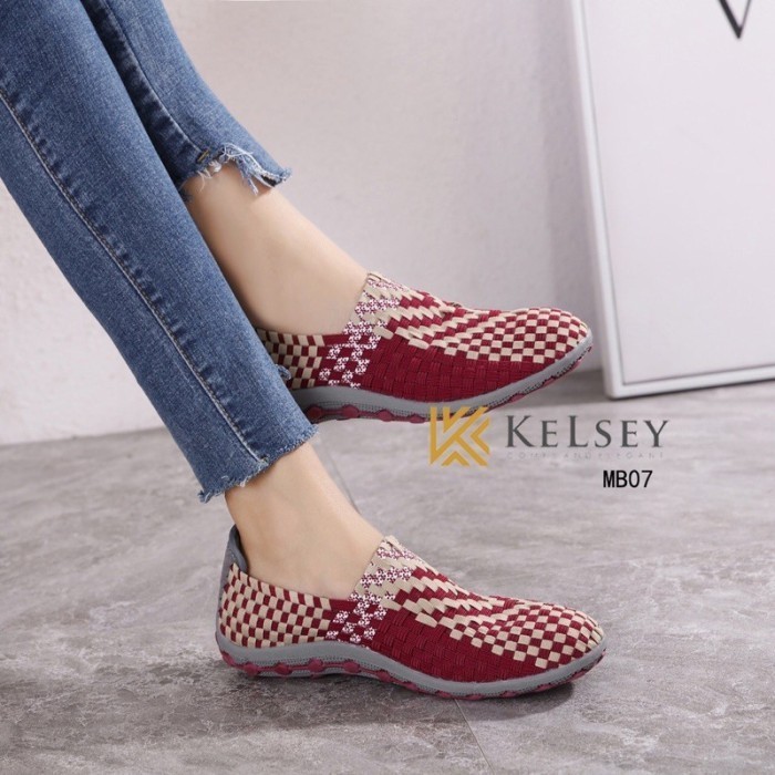Sepatu Rajut Wanita Kelsey Mb07 Flats Shoes Rajut Anyaman