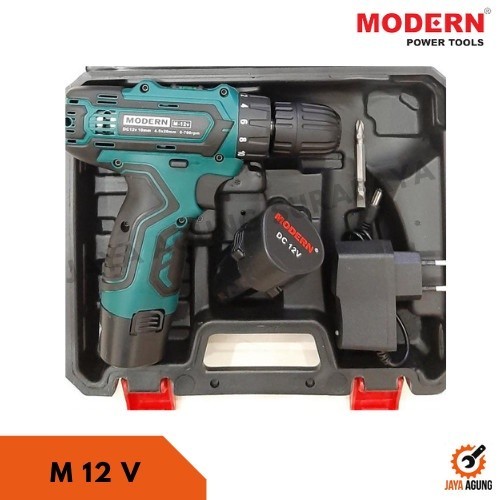 MODERN Bor Cordless Drill Tangan M-12 V / Bor Baterai Charger Cas M12V