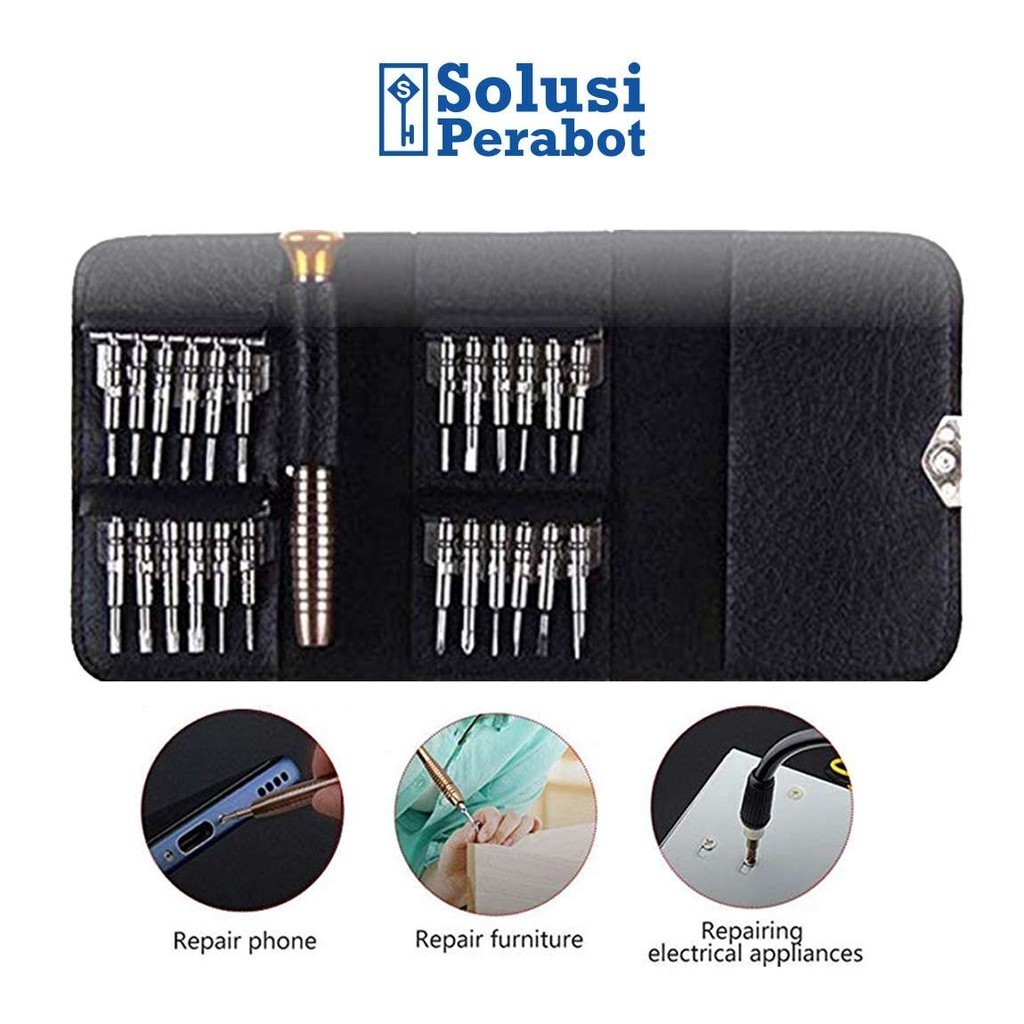 Obeng Dompet Set 25 in 1 SP / Torx Reparasi Repair Handphone Kacamata Screwdriver
