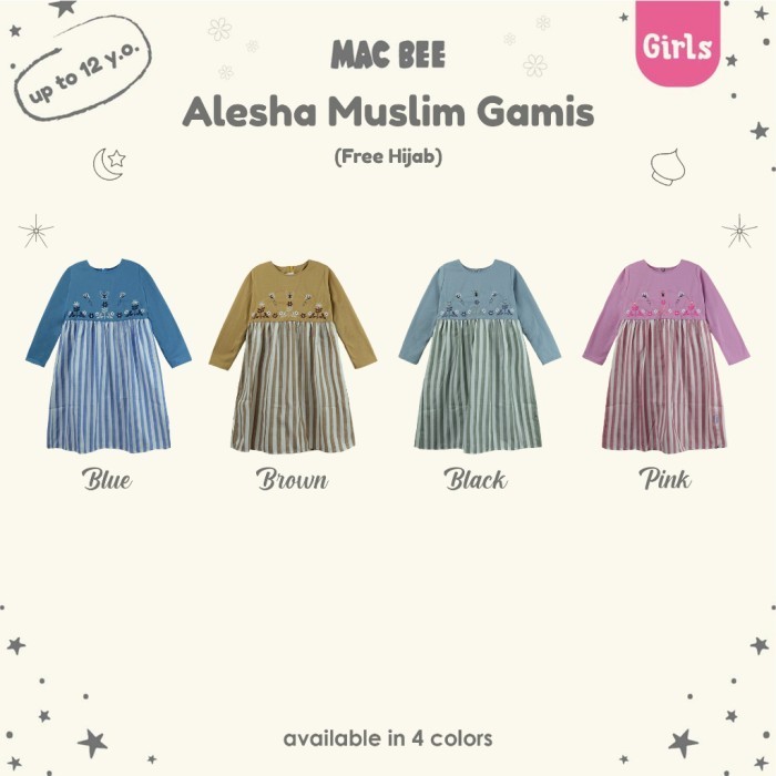 MacBee Baju Anak Perempuan Gamis Anak Collection Alesha Free Hijab