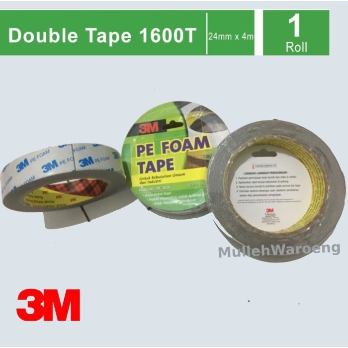 

TERMURAH 3M DOUBLE TAPE PE FOAM TAPE BUSA TEBAL 1MM 24MM X 4 MM 1 ROLL ORIGINAL
