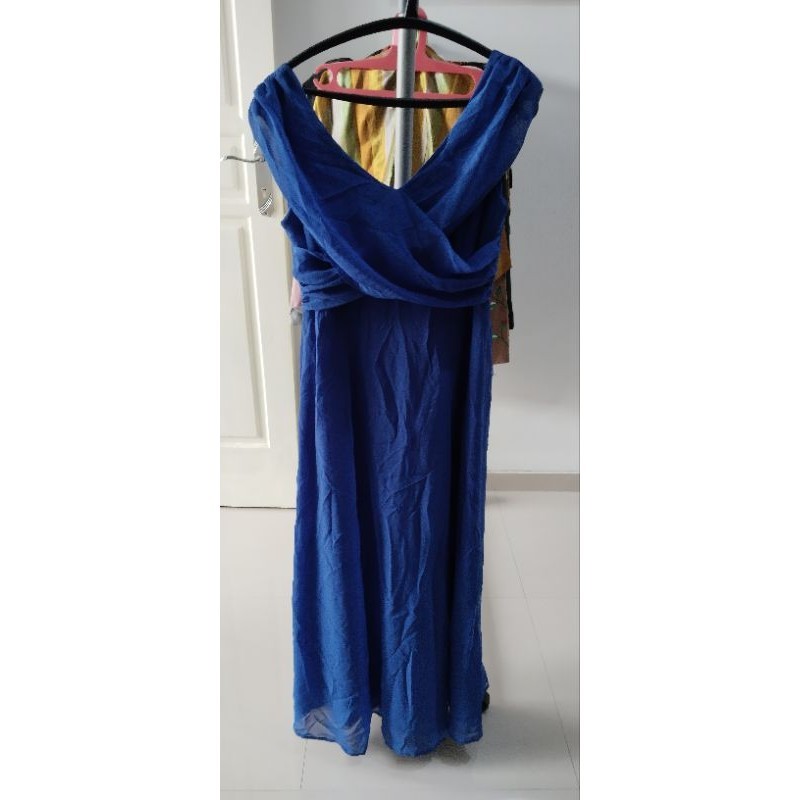 Dress Pesta biru vintage Preloved/PL/Thrift