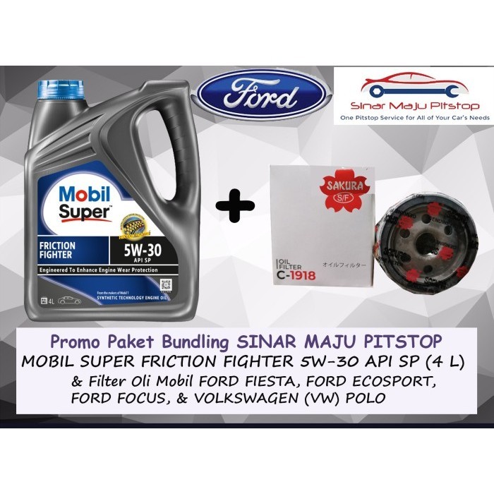 PAKET OLI MOBIL SUPER 2000 SN 5W-30 & FILTER FORD FIESTA & ECOSPORT