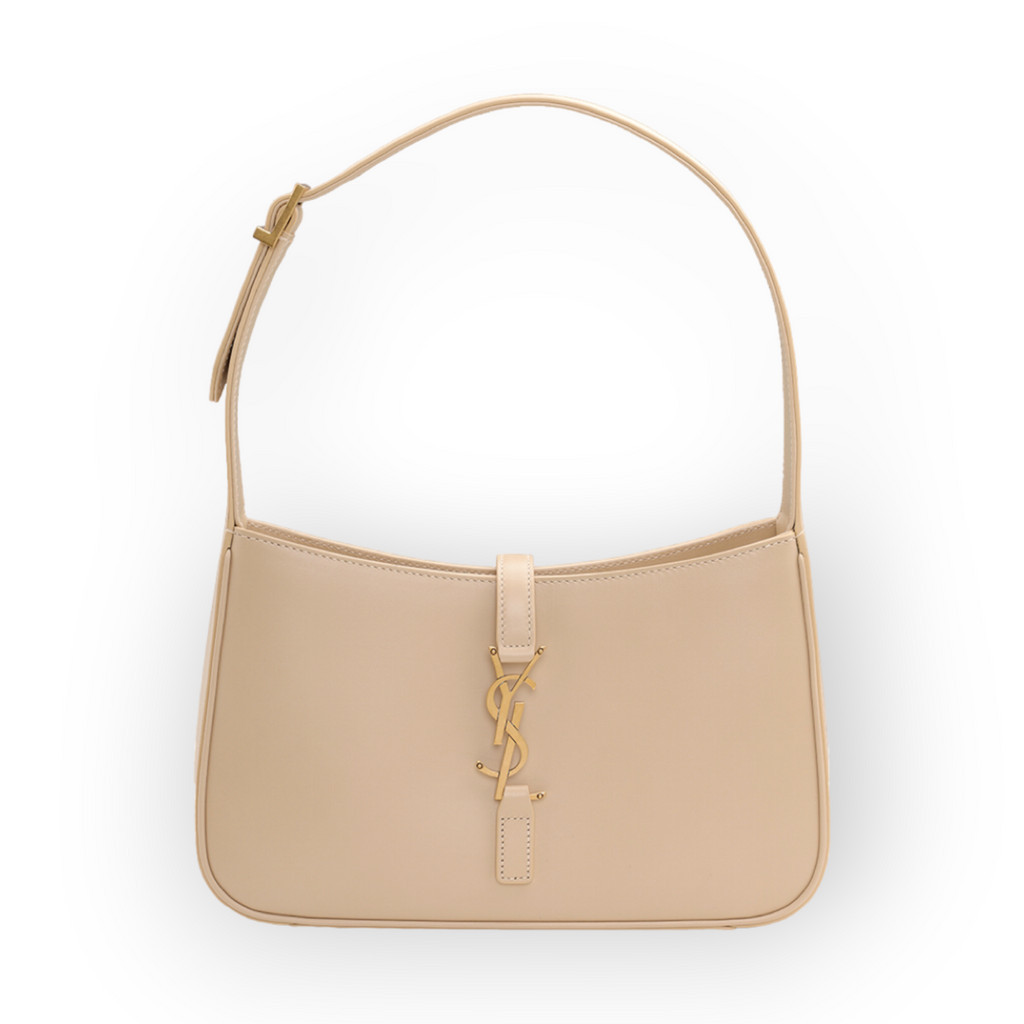 YVES SAINT LAURENT Le 5 A 7 Hobo Bag in Natural Ivory Smooth Leather GHW