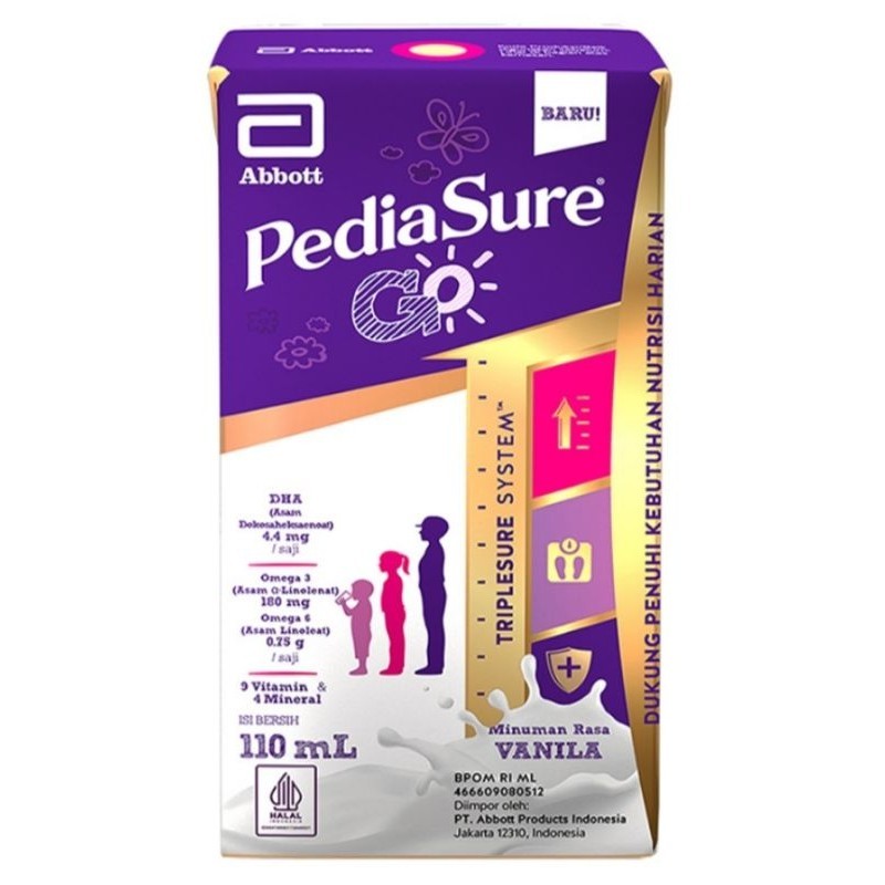 

Pediasure Go / Susu Pertumbuhan Formula UHT Vanilla/Coklat 110 ml