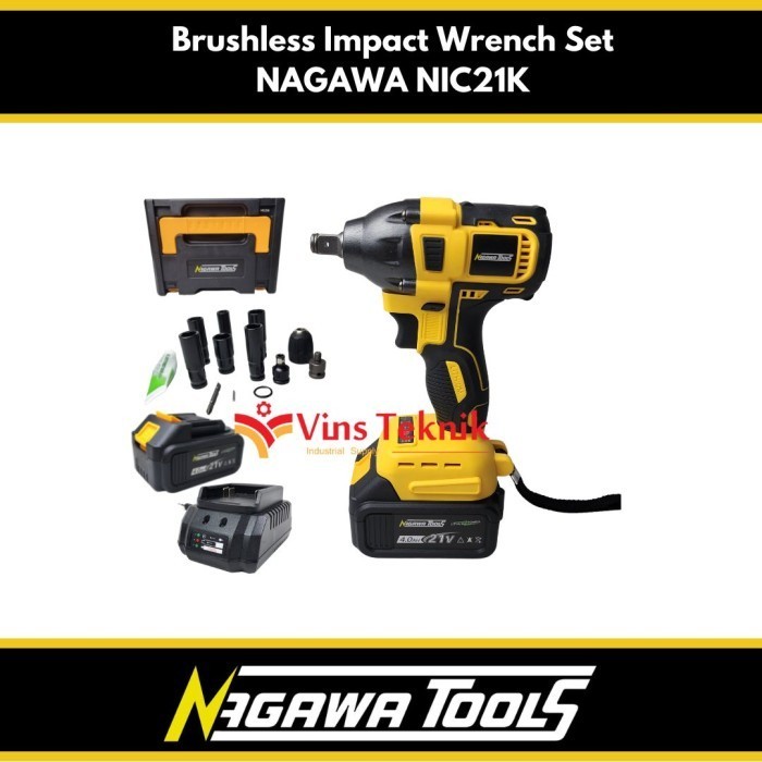 IMPACT WRENCH BRUSHLESS 21V NAGAWA MESIN IMPACT PEMBUKA BAUT