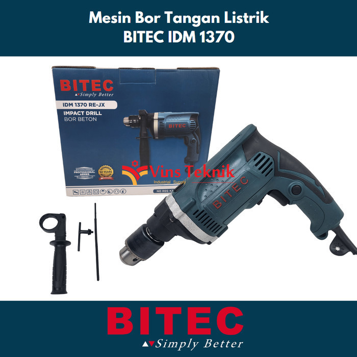 MESIN BOR TEMBOK BETON 13MM IMPACT DRILL IDM1370 BITEC IDM 1370