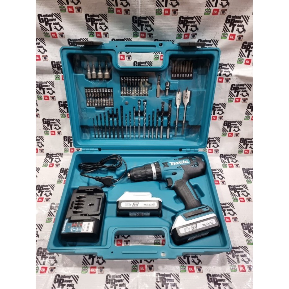 PAKET MATA BOR 74PC MESIN BOR BATERAI CORDLESS DRILL MAKITA 18V HP488D