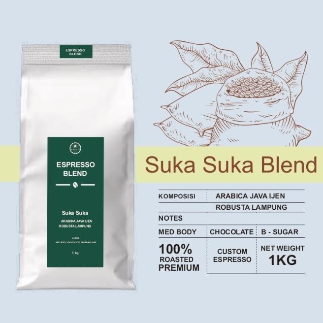 

Baru Kopi Espresso Blend Suka Suka 1kg - Biji/Bubuk Kode Ql 080