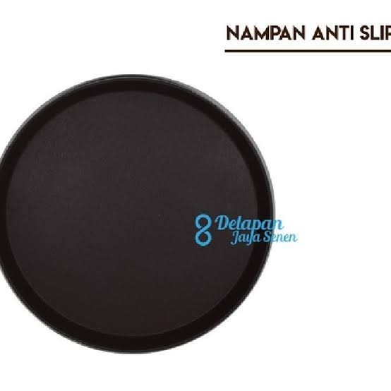 NAMPAN BESAR BULAT HITAM ANTI SLIP SAJI MAKANAN MINUMAN CAFE RESTO BAR