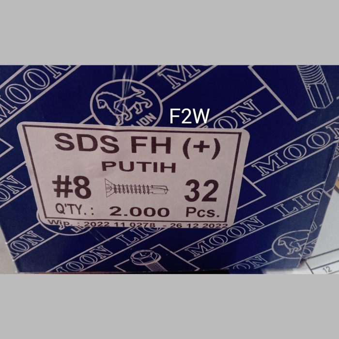 Sekrup Sds Fh (+) 8X32 Moon Lion Skrup Roofing Putih Sds #8X32