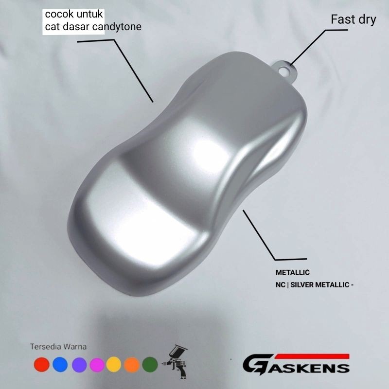 cat silver metalik nc 1 Liter | cocok untuk cat dasar candytone | gaskens automotive paint | cat mob