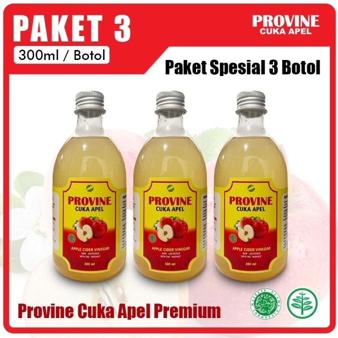 

PAKET 3 BOTOL PROVINE CUKA APEL MURNI ORIGINAL 300ML P19A