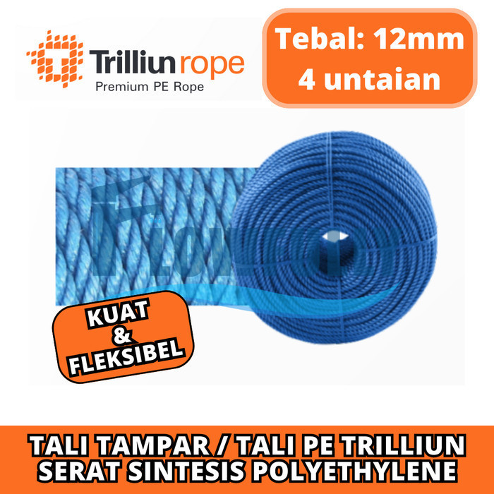 TALI TAMPAR 12 MM TRILLIUN PER METER POLYETHYLENE TALI TAMBANG PLASTIK