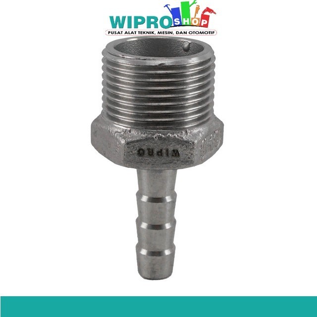 Wipro WN7121 Male Hose Connector Stainless SUS304 1/8" x  6mm 1/8" x  8mm (1/4") 1/8" x 10mm (5/16") 1/4" x  6mm 1/4" x  8mm (1/4") 1/4" x 10mm (5/16") 1/4" x 12mm (3/8") 3/8" x  6mm 3/8" x  8mm (1/4") 3/8" x 10mm (5/16") 3/8" x 12mm (3/8") 1/2" x  8mm (1