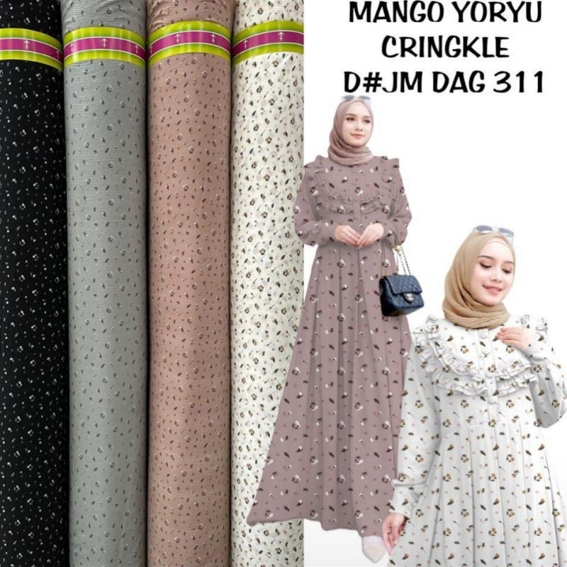 Kain Mango Yoryu / Bahan Mango Yoryu Crinkle / Mango Yoryu Motif