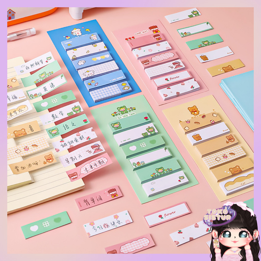 

[TS] STICKY NOTES MOTIF LUCU 6 IN 1 TEMPELAN KERTAS CATATAN 120LEMBAR NOTES KERTAS TEMPEL KARAKTER BEAR FROG GIRL PEMBATAS BUKU CUTE IMUT PENANDA BUKU MEMO STICK STATIONERY MEMO PAD CONVENIENCE CUTE 6 IN 1 TERMURAH