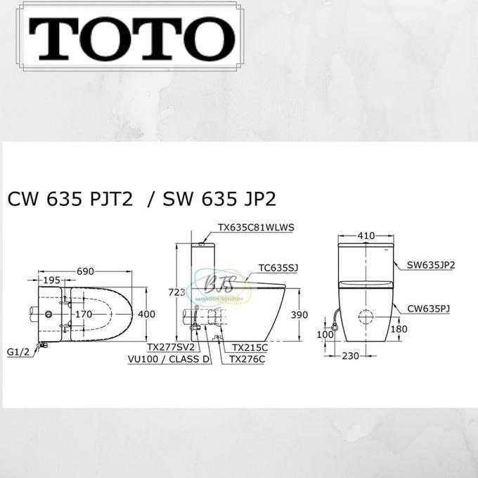 Kloset/Closet Toto Cw635Pj/Sw635Jp2/Cw 635 Pj/Cw 635 J/Cw 635J/Cw635 J Kode 6716