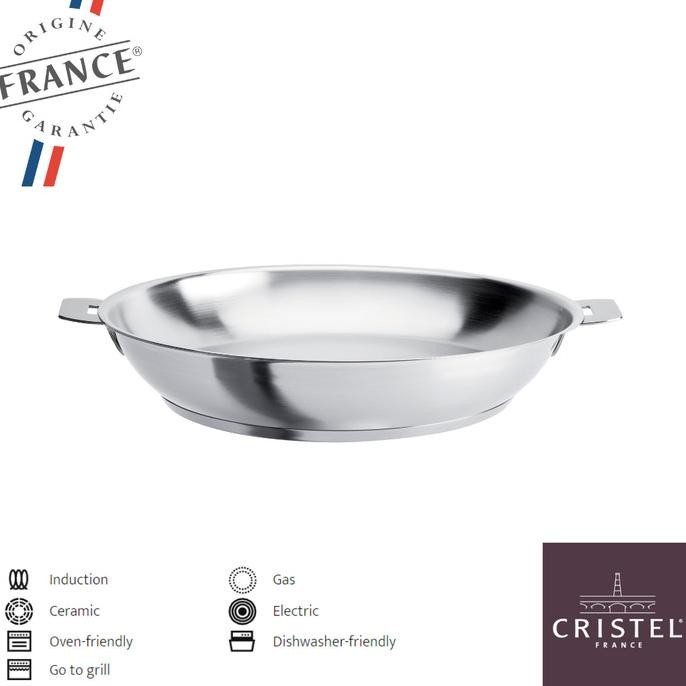 Cristel Stainless Deep Frying Pan Removable Strate /  Wajan 24 Cm