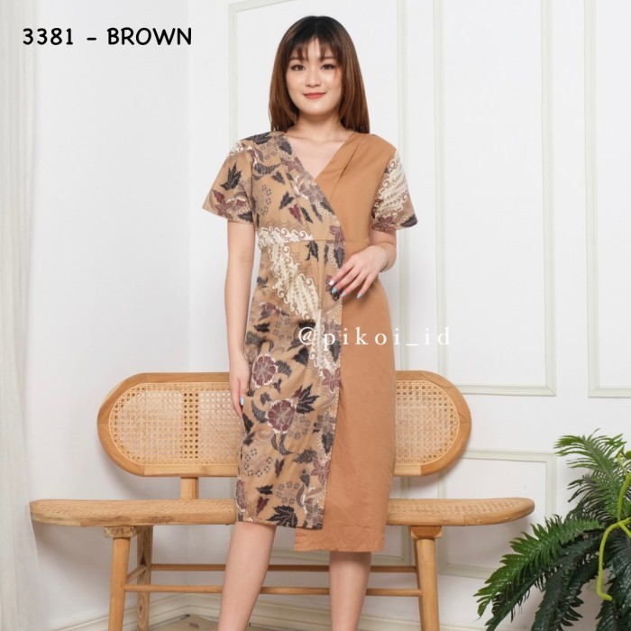 Dress Batik Wanita Ern / Terusan Batik Lengan Dek / Kimono Ikat