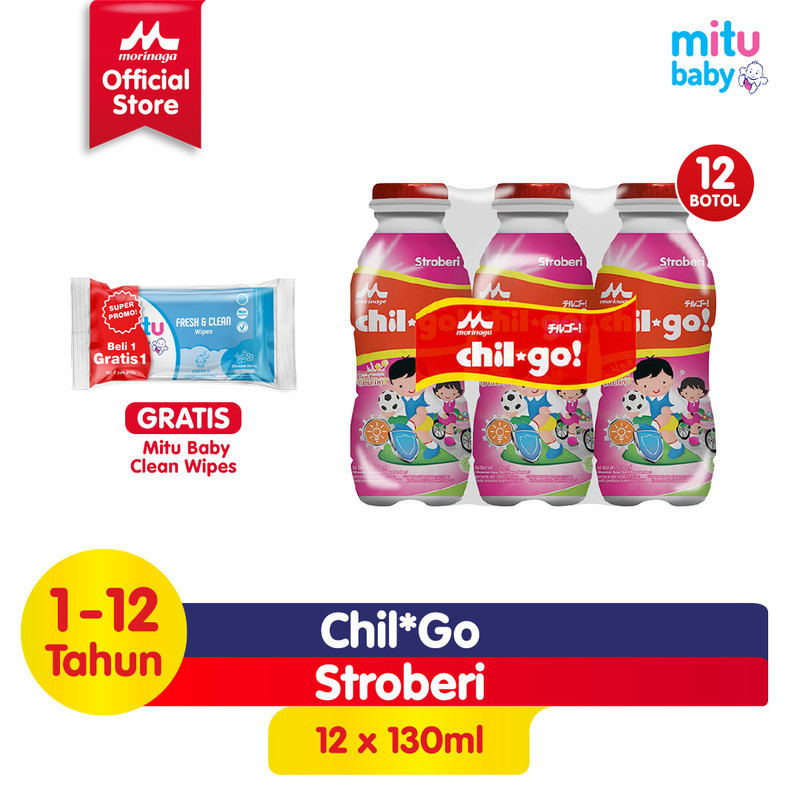 

Chilgo Milk Stroberi 6x130ml x2 Free Mitu Baby Clean Wipes