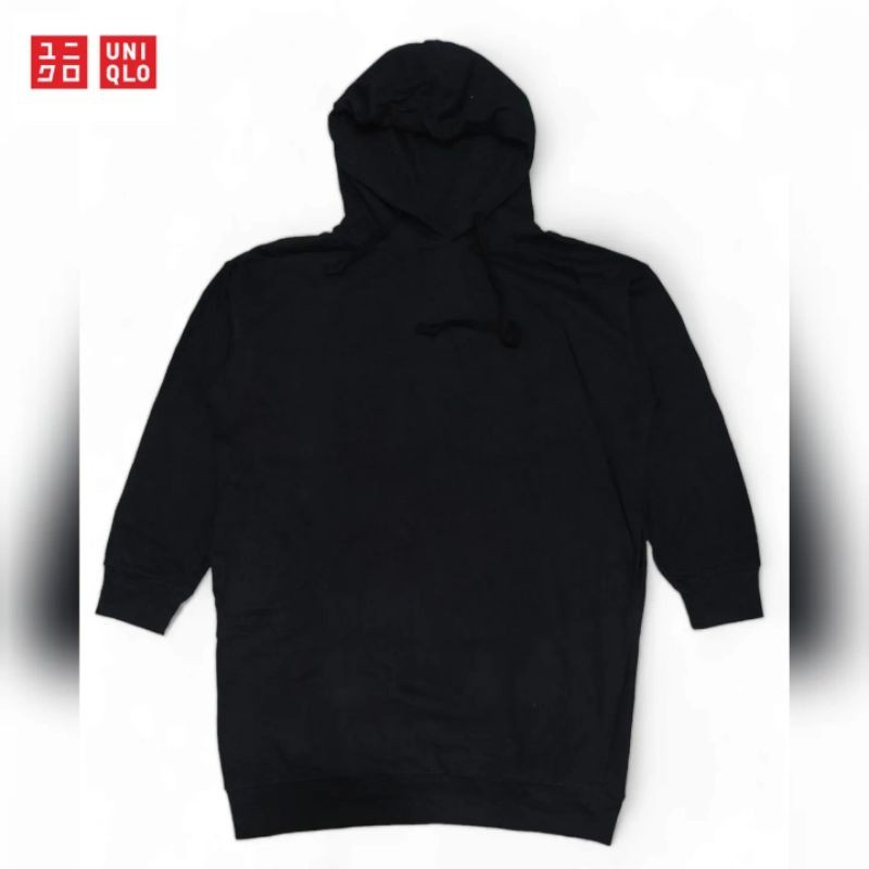 Basic Long Hoodie Dress Uniqlo - Black