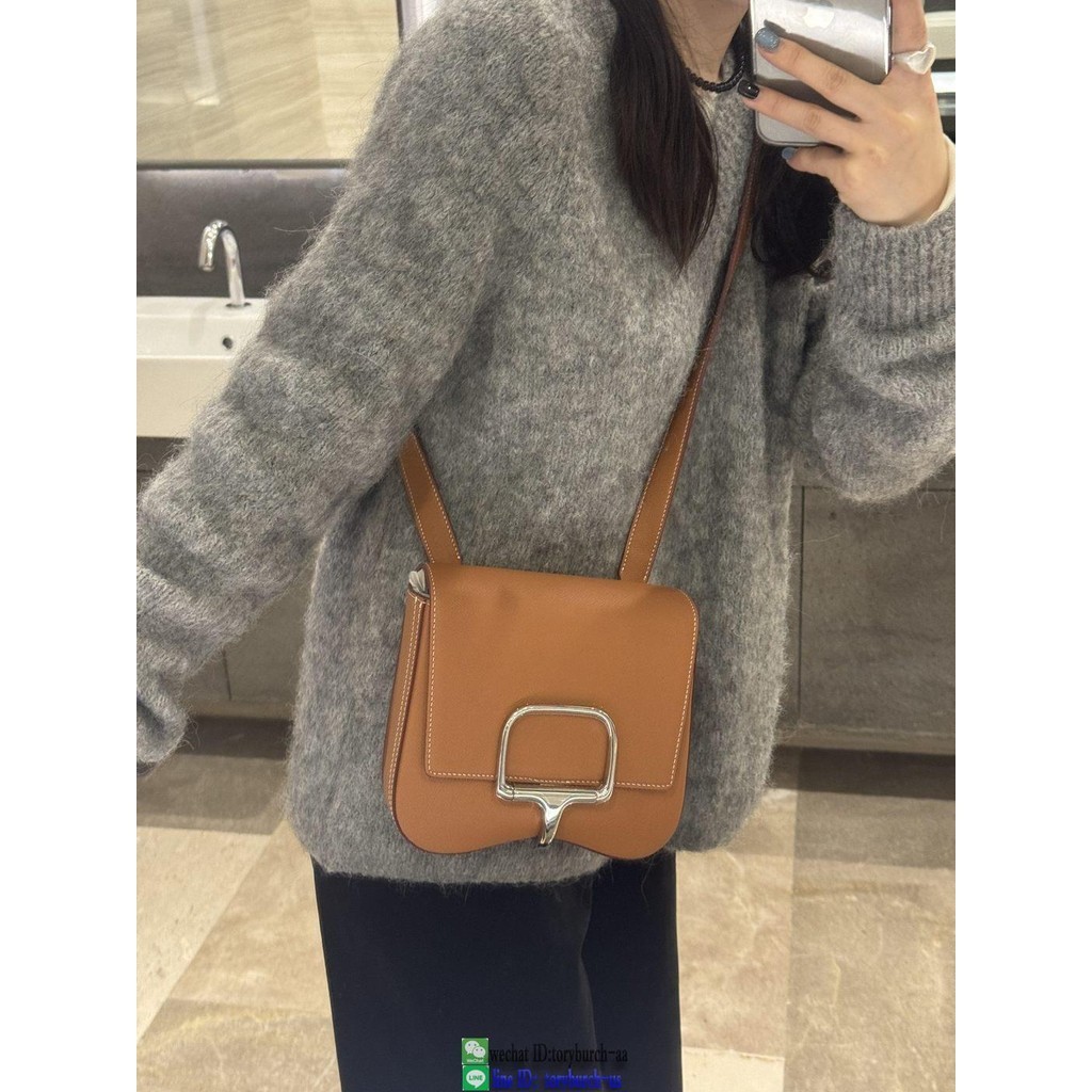 Epsom Her Della mini crossbody shoulder flap saddle bag daily lipstick rouge holder