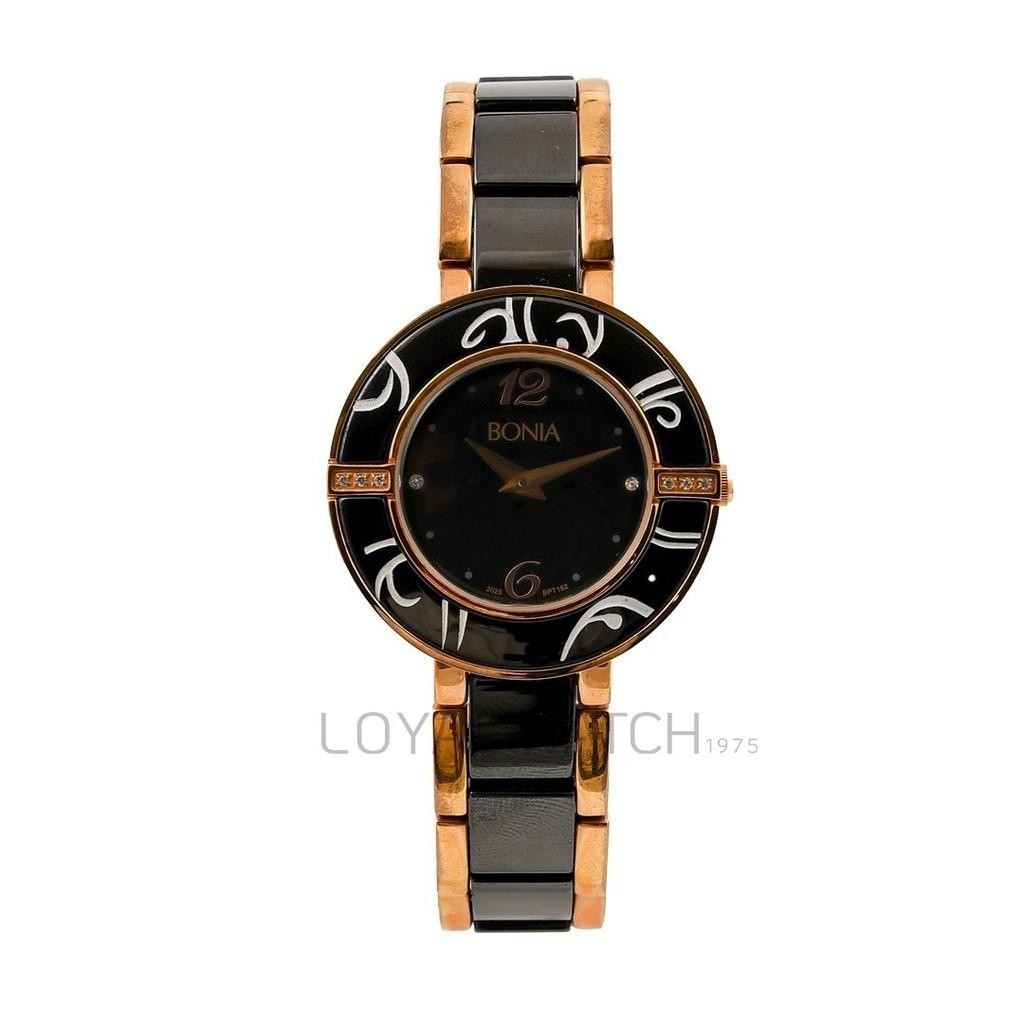 Jam Tangan Bonia Wanita BPT162-2535 Hitam RoseGold Original Garansi Resmi