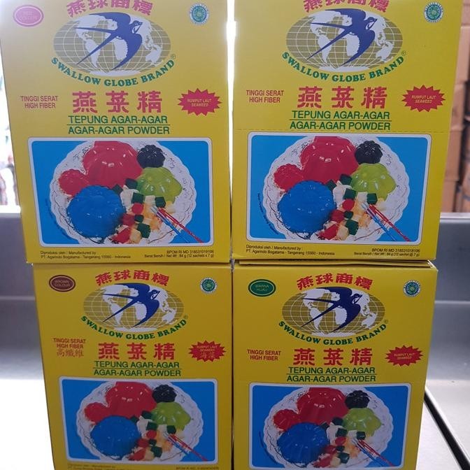 

Agar Swallow Globe Brand Asli 1 Box Isi 12 Sachet Bubuk Bola Dunia