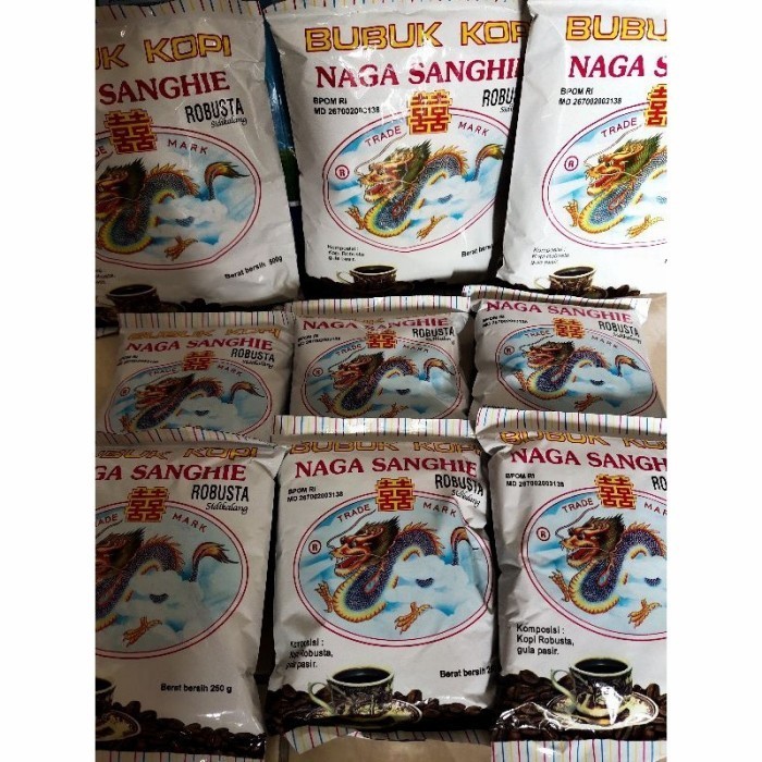 

Bubuk Kopi / Kopi Bubuk Naga Sanghie Robusta Halus Sidikalang 500 Gram